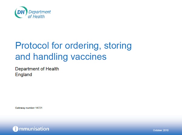 Protocol for ordering, storing and handling vaccines - Labcold